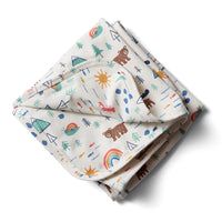 Down East Daydreams print organic cotton baby blanket with hidden rainbow