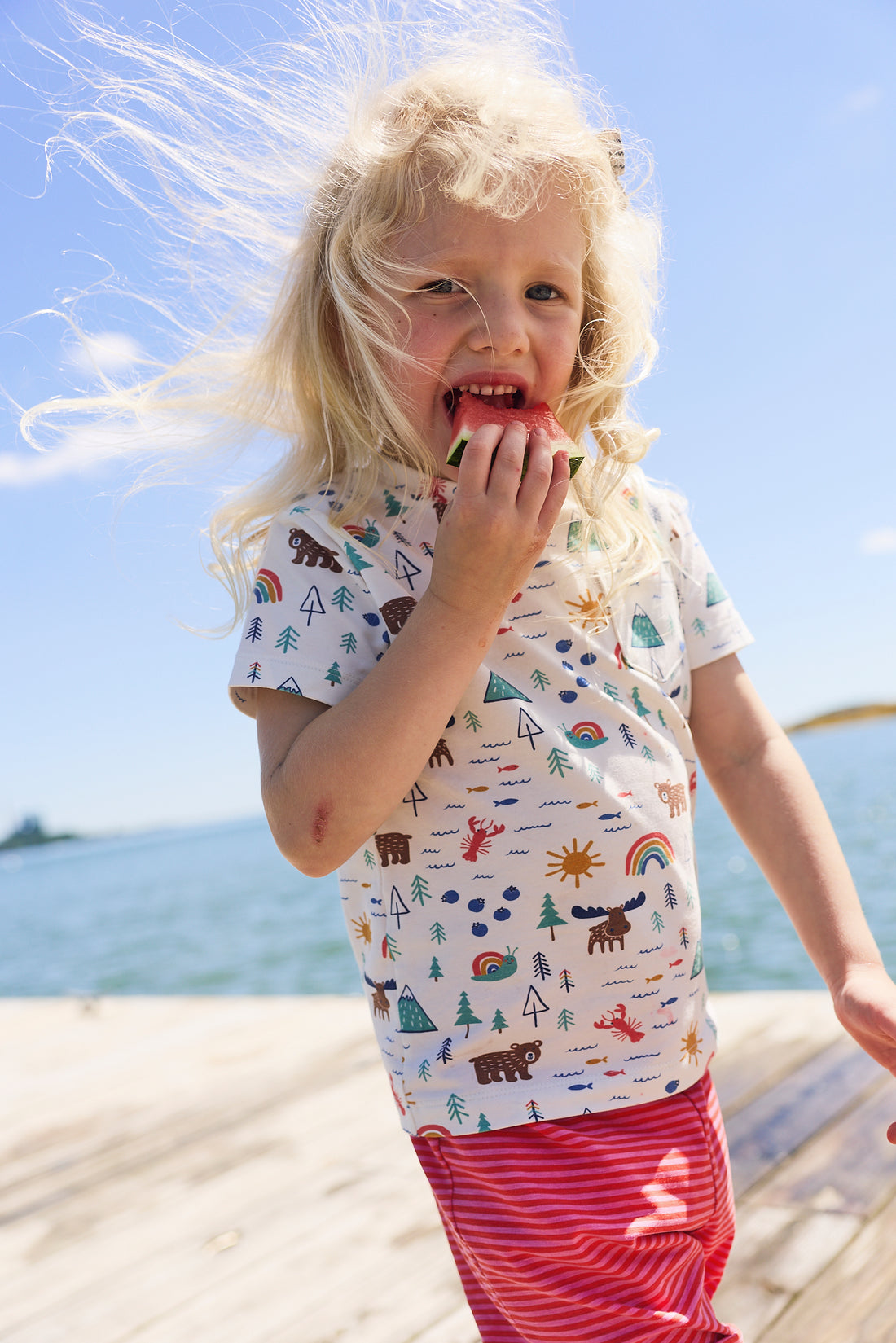 Jogger Set - Down East Daydreams, Coral Stripe